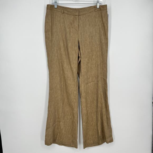 INC International Concepts Pants - INC International Watermill Linen Silk Trouser Pants Womens 12 Petite Brown Wide